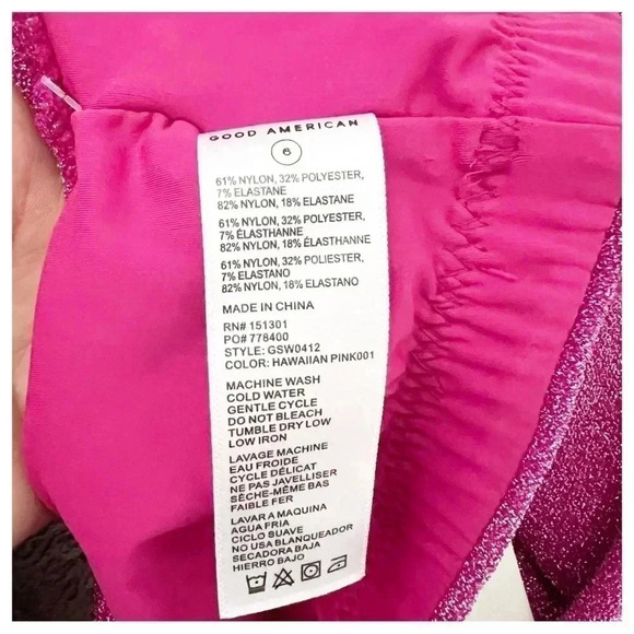 NWT Good American Hawaiian Pink Sparkle Scoop Bikini Top, Size 3XL - Picture 7 of 8
